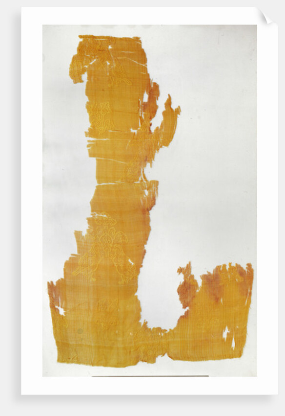 Fragment of material with patterns of floral motifs and mandarin ducks by Tang Dynasty Chinese School