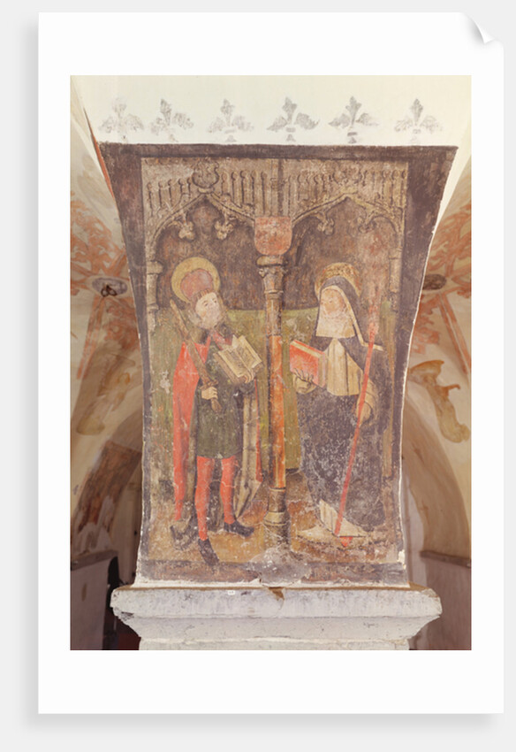 St. Bavo and St. Amalberga of Maubeuge, mural from the crypt, c.1480-1540 by School Flemish