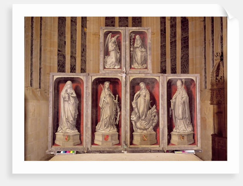 View of the panels of the closed altarpiece, depicting the Annunciation and saints, 1460-66 by Rogier van der (attr. to) Weyden