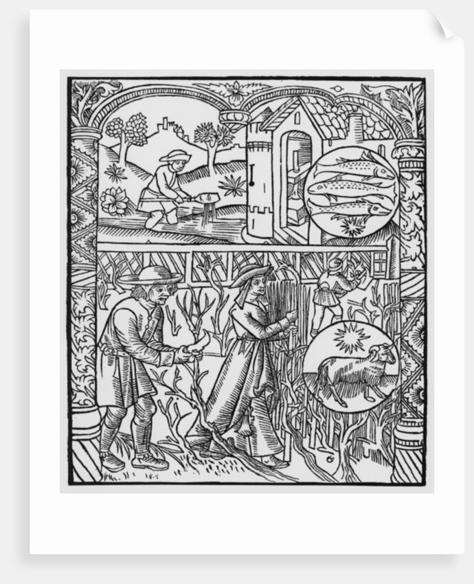 March, fishing and pruning trees, Pisces by Pierre Le Rouge