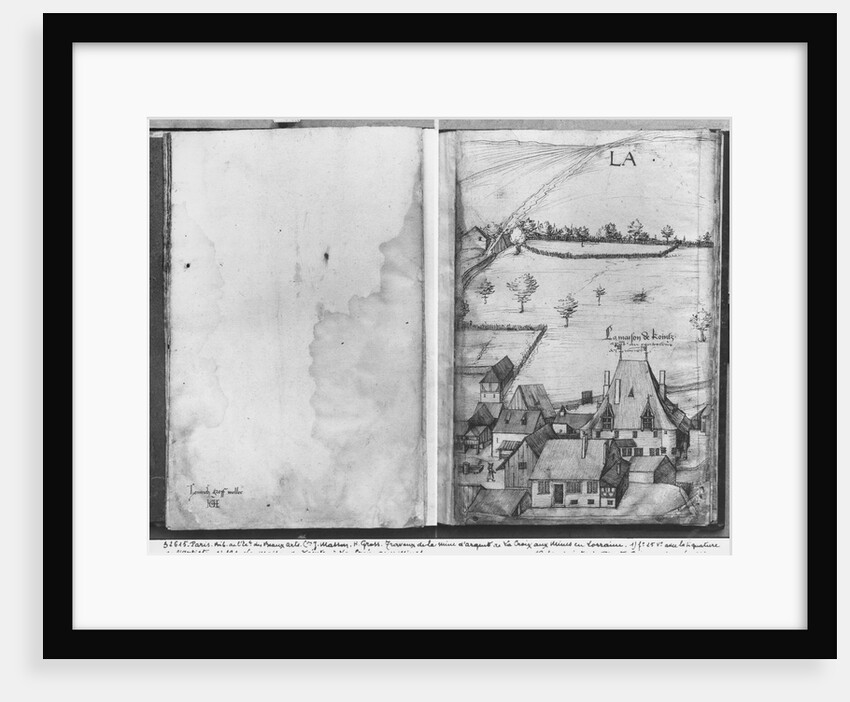 Fol.1 La Croix-aux-Mines village, Lorraine. The house of Kointz, the controller of the mines and fol.25v, signature of the artist, c.1530 by Heinrich Gross or Groff