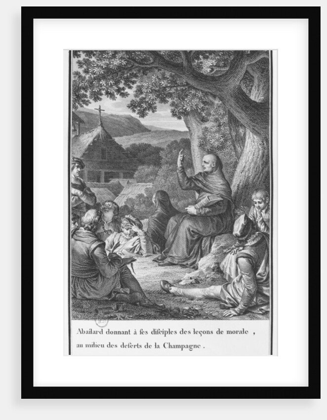 Abelard lecturing among disciples in the deserted Champagne by Jean Michel the Younger (after) Moreau