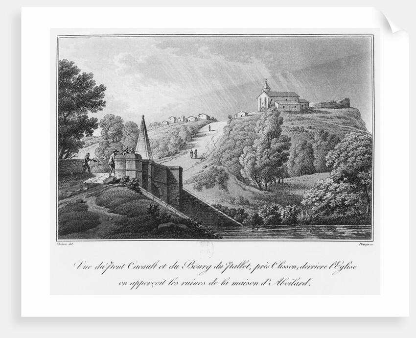 View of the Cacault bridge and the village of Pallet, near Clisson, ruins of the house of Abelard by Claude Thienon