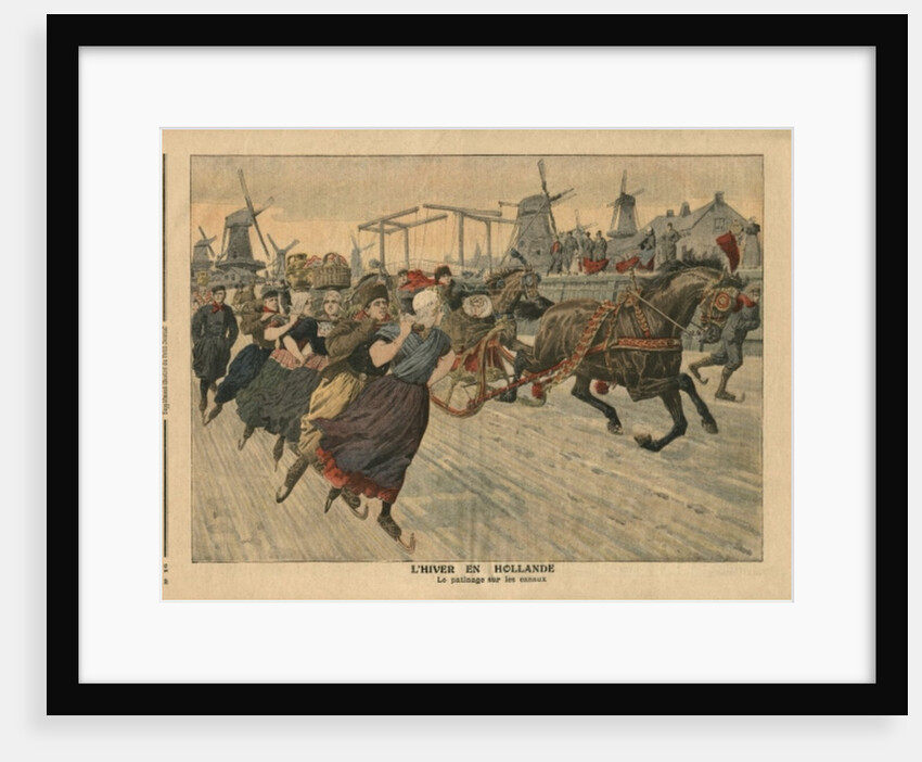 Winter in Holland, ice skating on the canal by French School