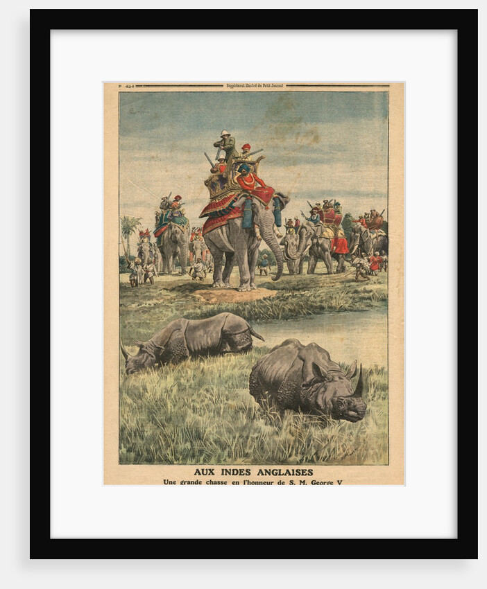 A rhinoceros hunt in honour of King George V by French School