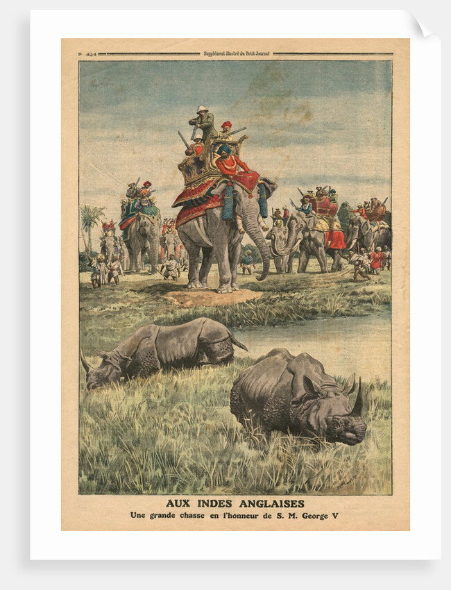 A rhinoceros hunt in honour of King George V by French School