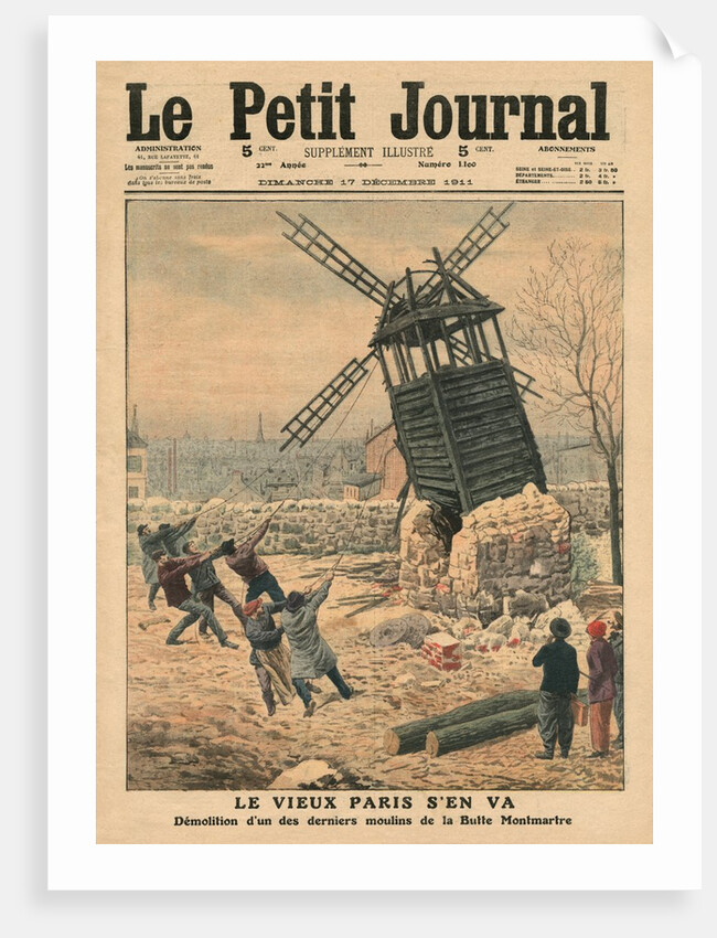 Pulling down one of the last windmills on the Butte Montmartre by French School
