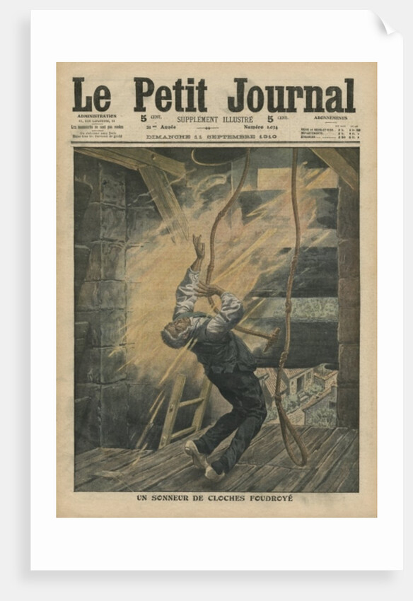 A bell ringer struck by lightning by French School