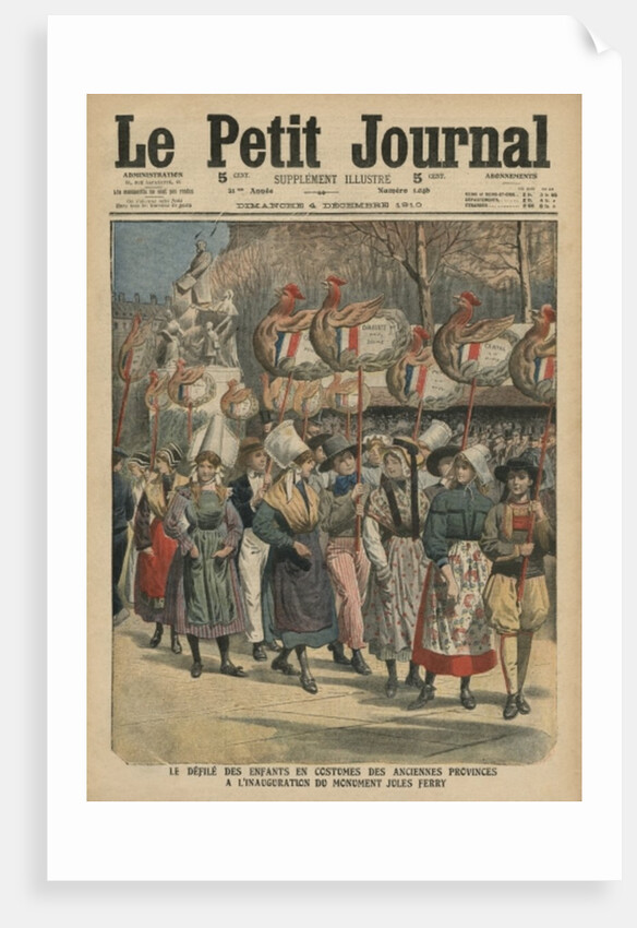 Children dressed in costumes of the provinces parading at the inauguration of the monument Jules Ferry, Paris by French School