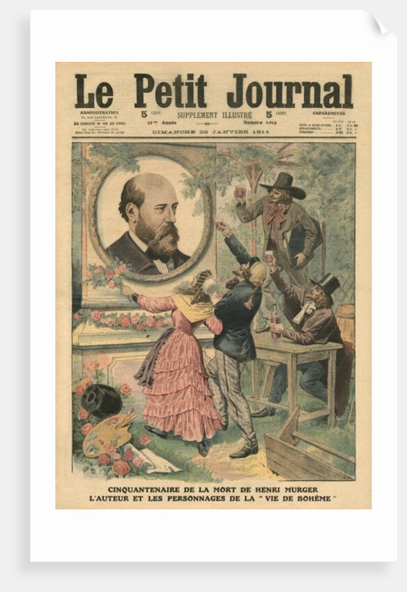 Fiftieth anniversary of the death of Henri Murger, the author and the characters of 'La Vie de Boheme' by French School