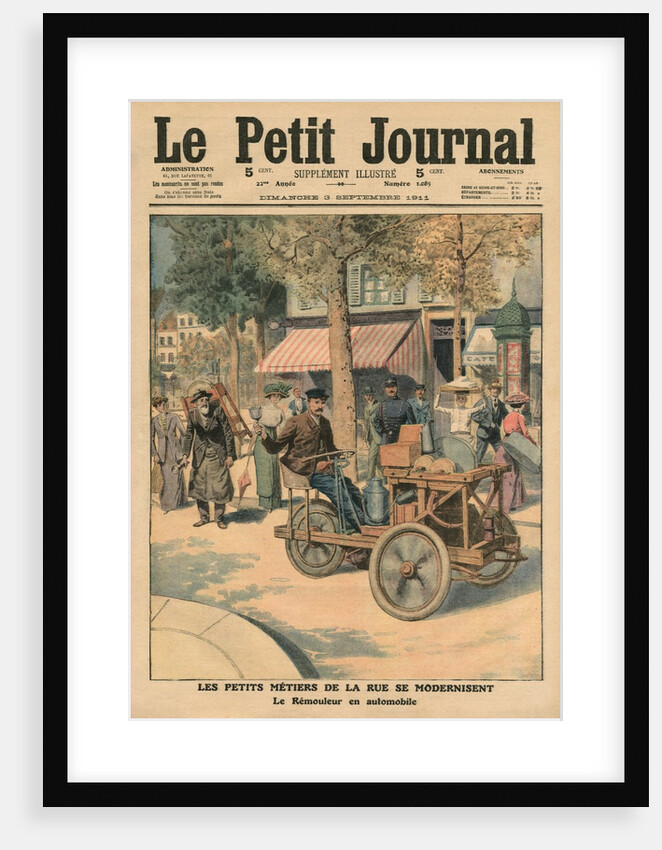 Modernisation of the street jobs, the knife grinder in his car by French School