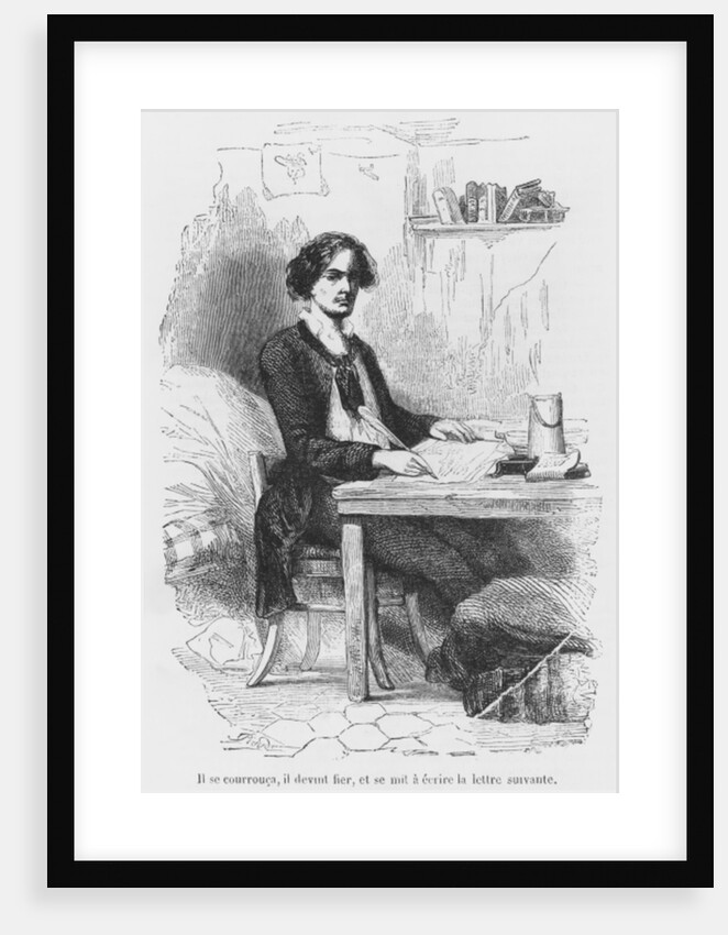 Lucien de Rubempre writing a letter by French School