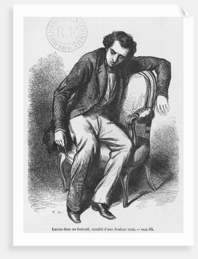 Lucien de Rubempre overwhelmed with sorrow by French School