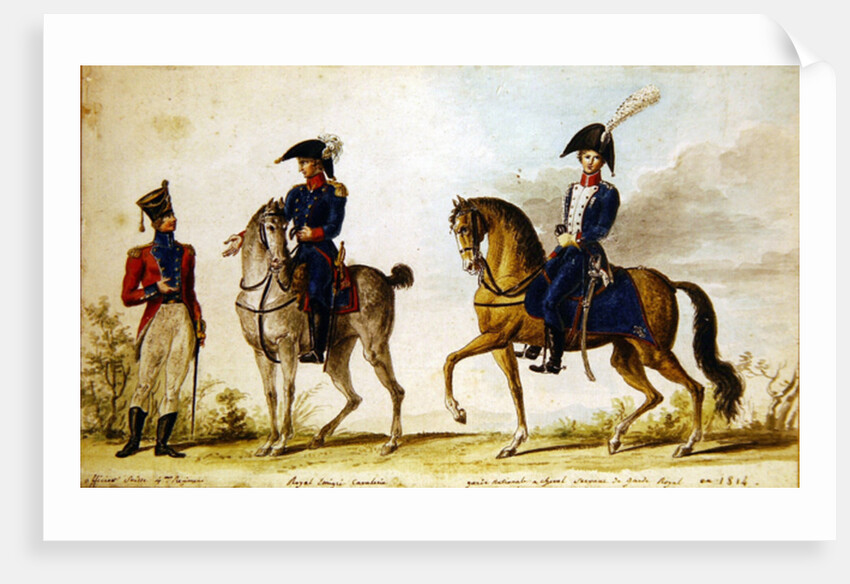 Swiss officer of the 4th regiment, horseman of the Royal Emigre Cavalry and mounted National Guard, 1814 by Pierre Antoine Lesueur