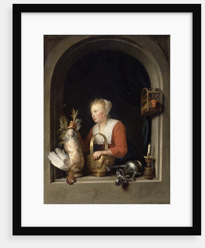 The Dutch Housewife or, The Woman Hanging a Cockerel in the Window, 1650 by Gerrit or Gerard Dou