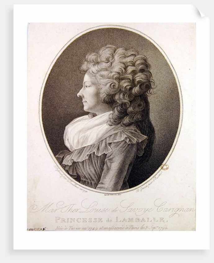 Marie Therese Louise de Savoie-Carignan Princess of Lamballe, 1791 by Henri-Pierre Danloux
