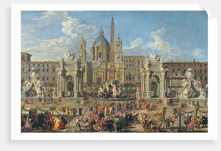 Preparation For the Firework Display Held at Piazza Navona, Rome, to Celebrate the Birth of the Dauphin, 1729 by Giovanni Paolo Pannini or Panini