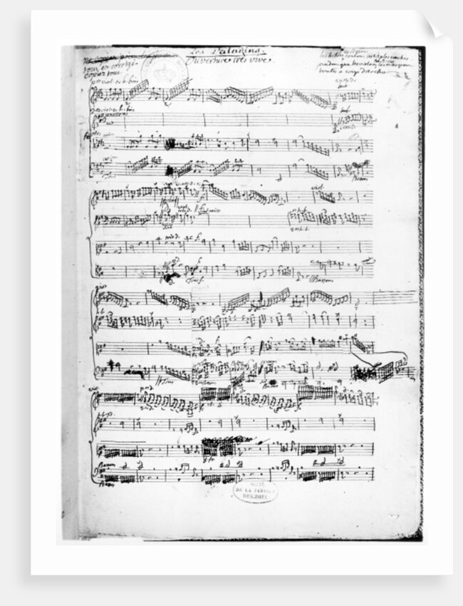 Opening page of the score of 'Les Paladins', opera by Rameau by Jean-Philippe Rameau