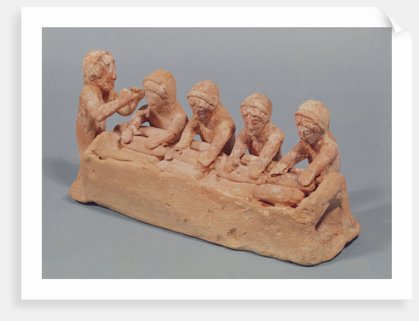 Bakers kneading dough to the sound of a flute, found at Thebes, Boeotia, 6th century BC by Greek school