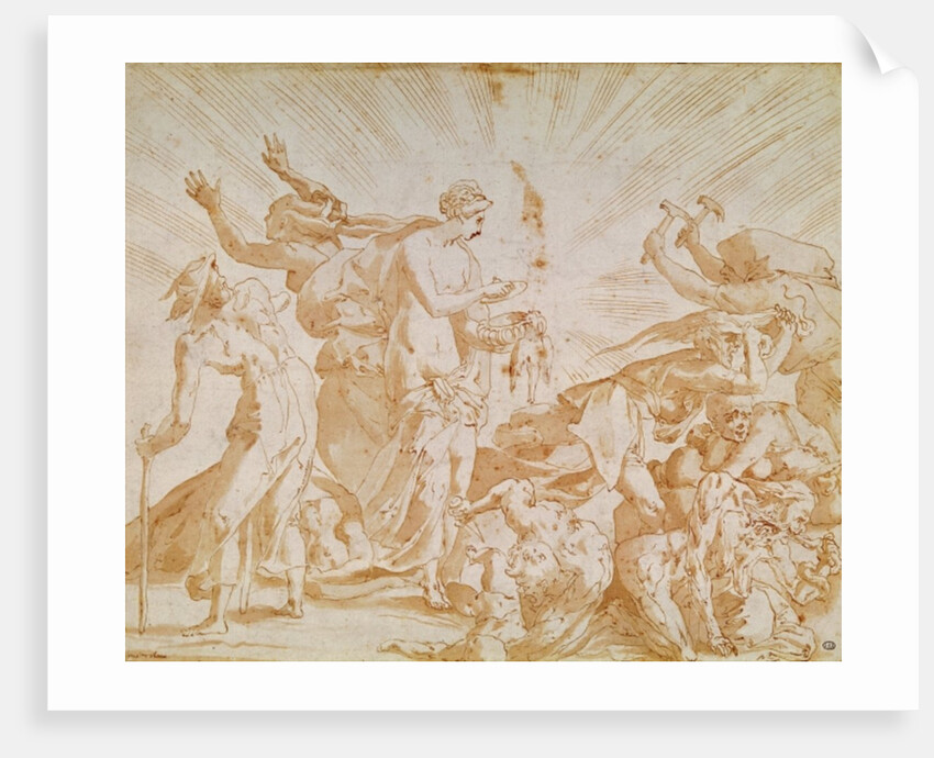 Pandora opening the box by Giovanni Battista Rosso Fiorentino