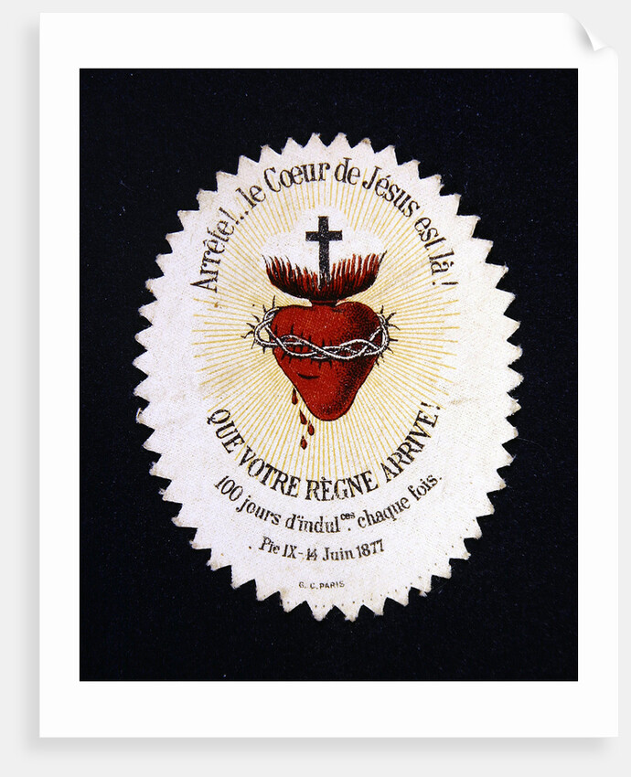 Devotional Image of the Heart of Jesus offering an Indulgence of 100 days by French School