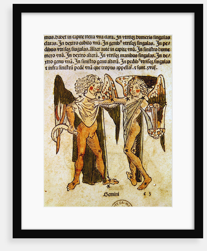 Gemini an illustration from the 'Poeticon Astronomicon' by C.J. Hyginus, Venice, 1485 by Italian School