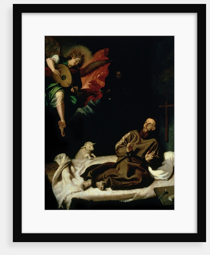 St. Francis comforted by an Angel Musician by Francisco Ribalta