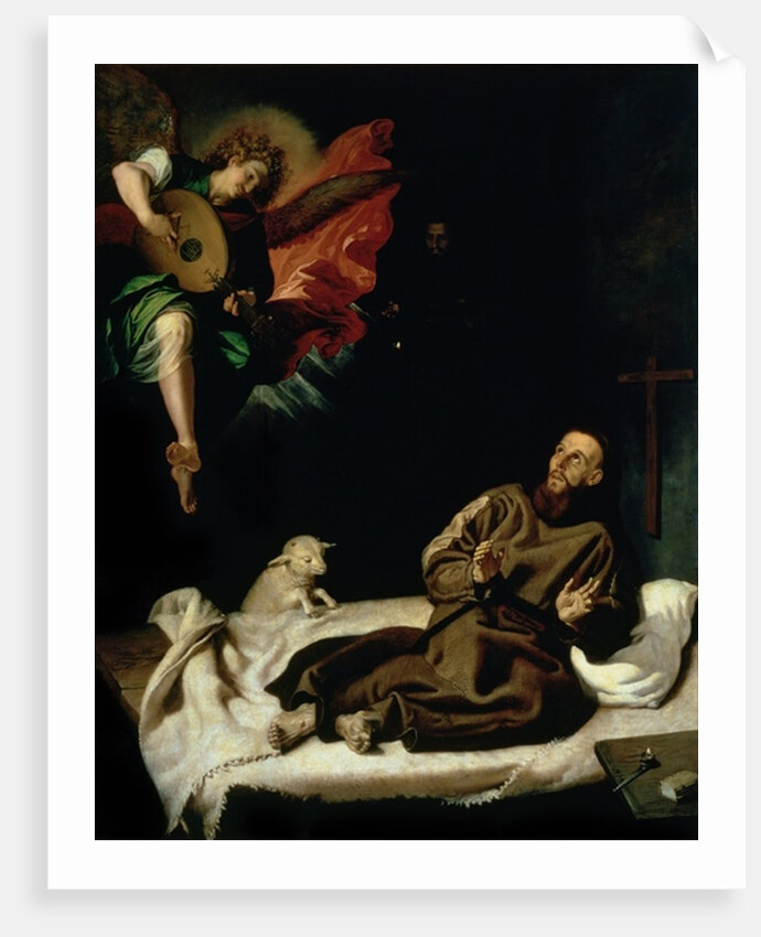 St. Francis comforted by an Angel Musician by Francisco Ribalta
