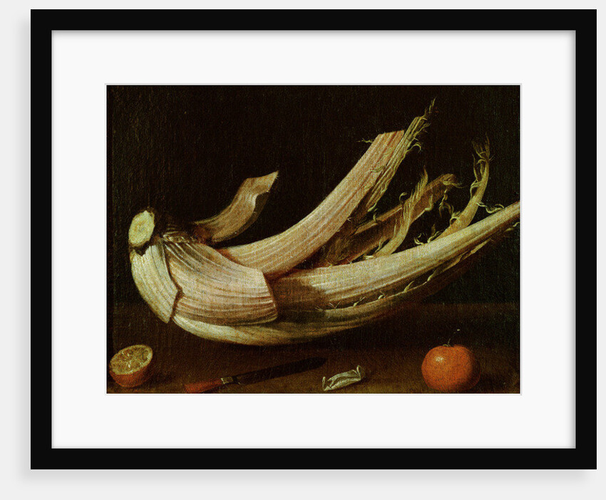 Cardoon ,oranges and knife by Spanish School