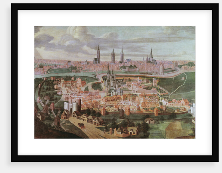 Panoramic view of the city of Ghent at the end of the 16th century 88;Vue de Gand a la fin du XVIeme siecle; by Lucas de (after) Heere