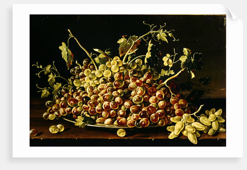 Still Life with a plate of grapes by Luis Egidio Menendez or Melendez