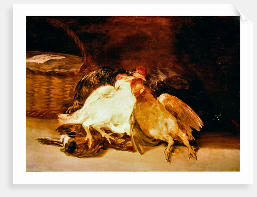 Still Life with dead chickens and a wicker basket by Francisco Jose de Goya y Lucientes