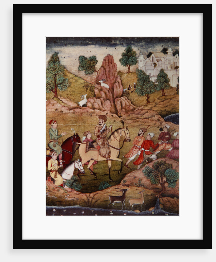 Hunting with a falcon, Safavid dynasty by Persian School