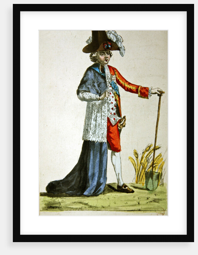 Monsieur des Trois Etats, caricature on the Three Estates of France before the Revolution by French School