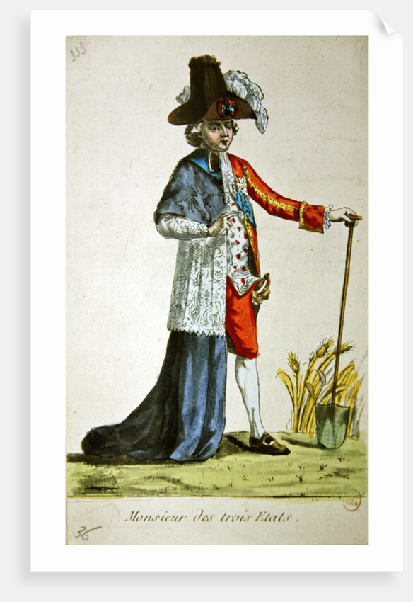 Monsieur des Trois Etats, caricature on the Three Estates of France before the Revolution by French School