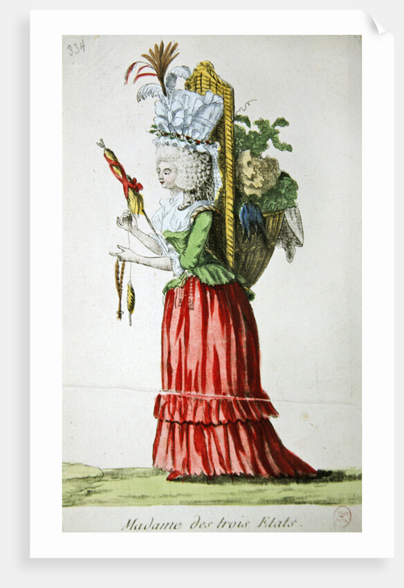 Madame des Trois Etats, caricature on the Three Estates of France before the Revolution by French School