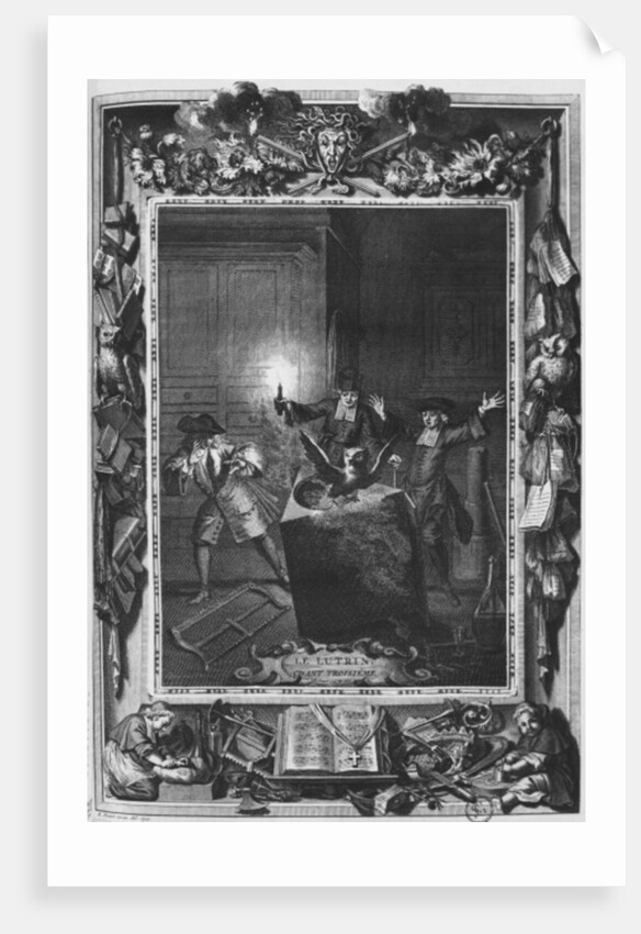 Illustration from 'Le Lutrin' by Nicolas Boileau, known as Boileau-Despreaux, 3rd canto, published in 1728 by Bernard Picart