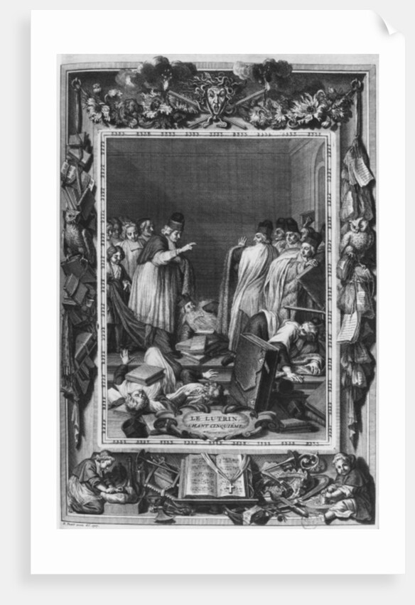 Illustration from 'Le Lutrin' by Nicolas Boileau, known as Boileau-Despreaux, 5th canto. by Bernard Picart