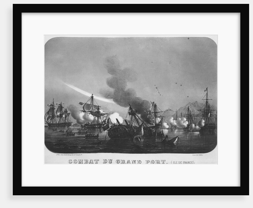 Naval battle of Grand Port, Mauritius, in 1810 by Louis Lebreton