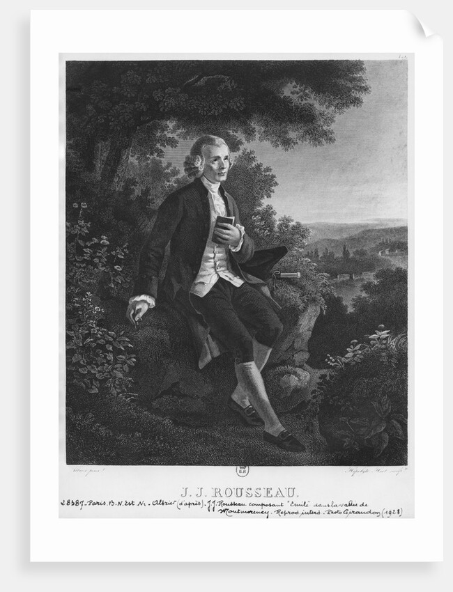 Jean-Jacques Rousseau composing 'Emile' in Montmorency valley by Joseph Albrier