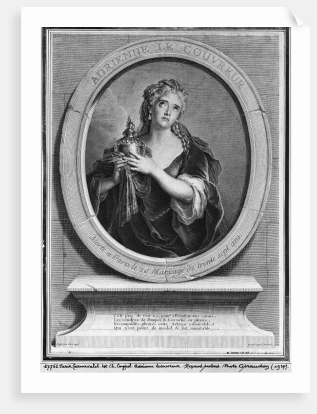 Adrienne Lecouvreur engraved by Pierre Drevet by Charles Antoine Coypel