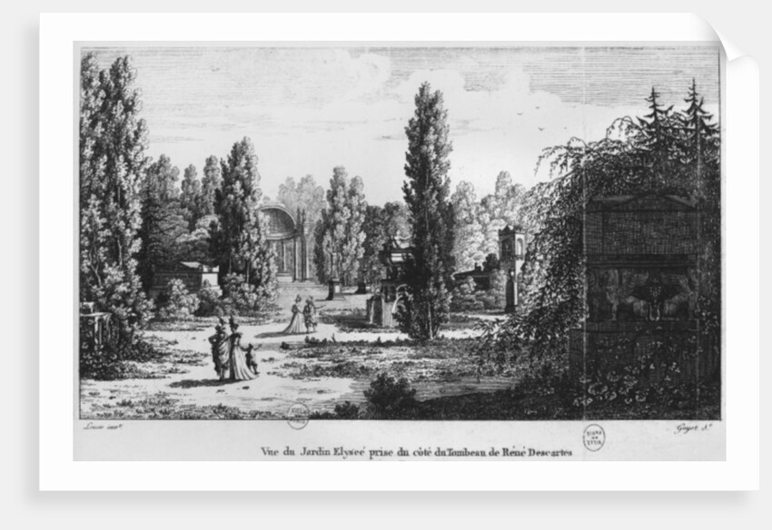 Musee des Monuments Francais, Paris, view of the Jardin Elysee from the tomb of Rene Descartes by Alexandre Marie Lenoir