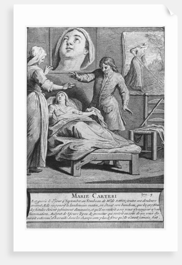 Miraculous healing of a blind woman, Marie Carteri, on the tomb of Deacon Francois de Paris by French School
