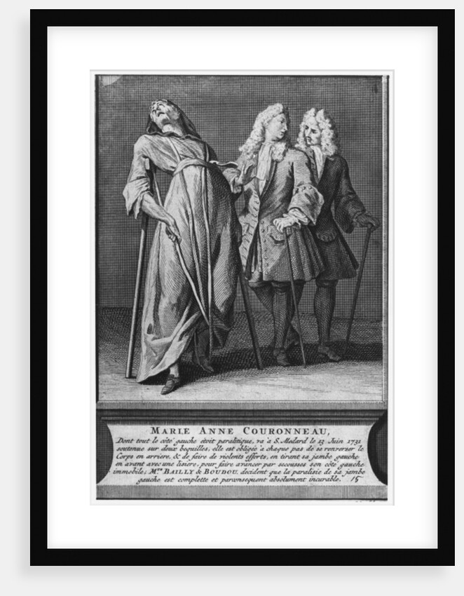 Miraculous healing of a paralytic, Marie-Anne Couronneau, on the tomb of Deacon Francois de Paris at the parish cemetery Saint-Medard in Paris, 13th June 1731 by French School