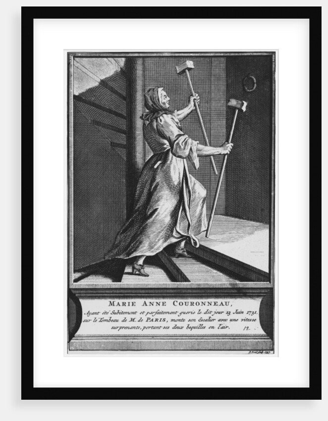 Miraculous healing of a paralytic, Marie-Anne Couronneau, on the tomb of Deacon Francois de Paris at the parish cemetery Saint-Medard in Paris, 13th June 1731 by French School