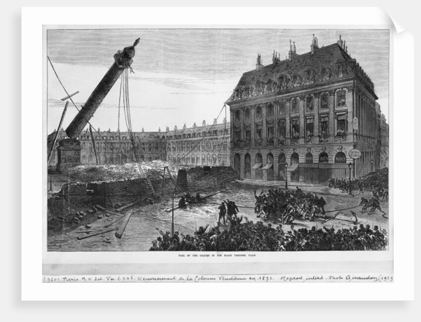Fall of the column in the Place Vendome, Paris, 1871 by French School