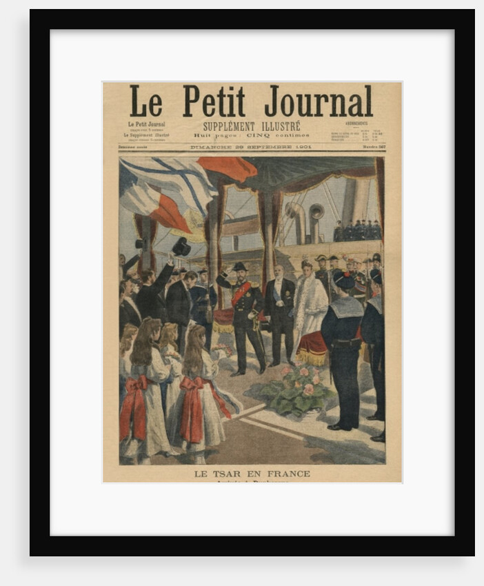Tsar Nicolas II in France, arriving at Dunkirk, front cover illustration from 'Le Petit Journal', Supplement illustre, 29 September 1901 by French School