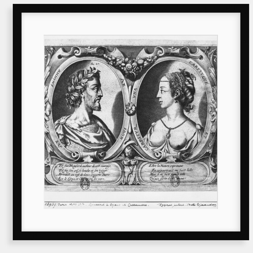 Pierre de Ronsard, aged 27 and Cassandre Salviati by Claude Mellan