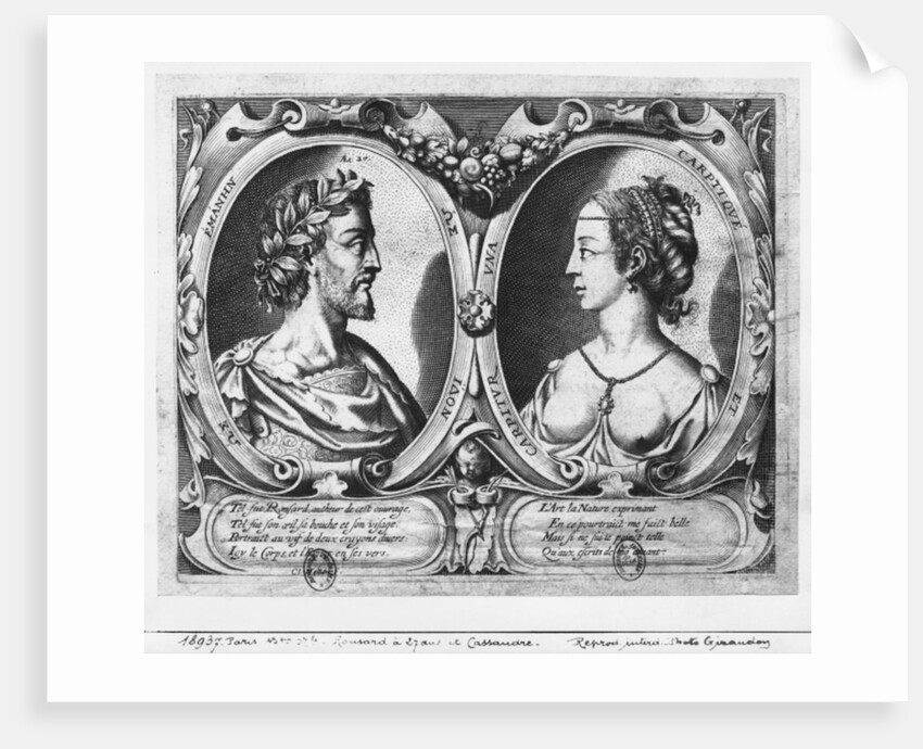 Pierre de Ronsard, aged 27 and Cassandre Salviati by Claude Mellan