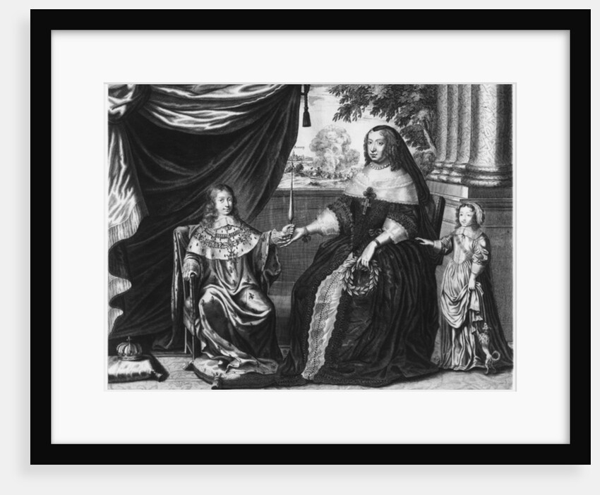 Anne of Austria, Queen of France and Navarre, and her sons, Dauphin Louis of France, future Louis XIV, and Philippe I, Duke of Orleans, 1643 by French School